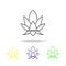 Mango holy leaves lotus Hindu religious colored icons on white background. Diwali Hindu festival Indian Holidays elements for