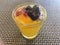 Mango jelly fruit salad glass