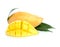 Mango And mango is a cubicle with leaf on white background