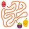Mango Mangosteen dragon fruit kawaii funny fruits, pastel colors on white background. labyrinth game for Preschool Children. Vecto