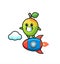 Mango mascot character riding a rocket