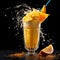 Mango Milkshake splashes in the black background