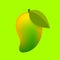 Mango ripe fruit isolated on green background, mango for clip art, illustration mango yellow green, icon mango fruit simple