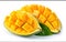 Mango slices isolated on the white background