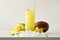 Mango slush drink with fruit and ice and isolated background