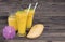 Mango smoothies juice yellow beverage healthy the taste yummy.