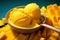 Mango sorbet scoop tasty dessert background