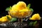 Mango sorbet scoop tasty dessert background