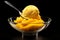 Mango sorbet scoop tasty dessert background