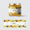 Mango, Star Fruit carambola and mangosteen exotic fruits jam label and packaging.