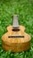 Mango wood ukulele on grass.