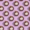 Mangosteen fruit seamless pattern on pink background.