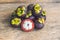 Mangosteen fruit on wood table