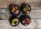 Mangosteen fruit on the wooden table