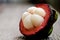 Mangosteen, group of Mangosteens on wooden table