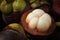 mangosteen pile background. top view. closeup