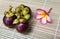 Mangosteen Thai fruit delicious sweet on a wooden background