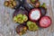 Mangosteen on wood table