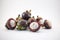  mangosteens. Plenty fruits  on white background