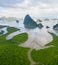 Mangrove forest and limestone at samed nangchee viewpoint and landmark province phang nga Thailand