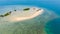 Mangrove trees on the atolls. Seascape with coral reefs and lagoons