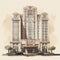 Manhattan And Ann Arbor Hotel: A Renaissance-inspired Illustration In Light Beige And Bronze