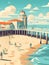 Manhattan Beach Escape: Abstract Travel Poster of California Coastal Charm