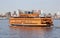 Manhattan-bound boat of the Staten Island Ferry en rout in the middle of New York Harbor