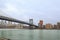 Manhattan bridge and midtown Manhattan from Brooklyn in New York, NY