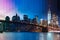 Manhattan and the Brooklyn Bridge. Evening. Fantastic Collage