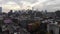 Manhattan buildings rooftops at sunset time in New York City