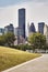 Manhattan East Side seen from Roosevelt Island, New York City, USA