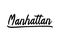 Manhattan hand lettering on white background