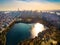 Manhattan island and Central park aerial view, New York landmark