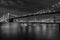 Manhattan Island at night in black and white