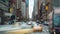 Manhattan, New York City, USA car traffic timelapse crossroad movement, driving fast