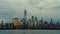 Manhattan New York Cityscape NYC. New York Manhattan time laps at dusk. Timelapse Sunset in New York Lower Manhattan