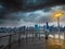 Manhattan New York cloudy dramatic skyline USA