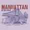 Manhattan New York. llustration drawing city graphic. Poster graphic design
