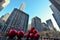 Of Manhattan, Sixth Avenue with huge red Christmas decoration balls