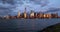 Manhattan skyline time lapse at sunset day to night transition. New York City view timelapse