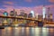 Manhattan skyscrapers and Brooklyn Bridge, New York, USA