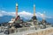 Mani Pile at Meili Snow Mountain Nature Reserve in Deqin, Yunnan, China. It is part of UNESCO World Heritage Site.