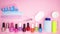 Manicure accessories appear on pastel pink background - Stop motionManicure accessories moving on pastel pink background - Stop mo