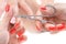 Manicure applying - cutting the cuticle