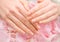 Manicure, beauty nails. Beautiful Woman`s hands, Spa and Manicure concept. Female hands. Soft skin, skincare concept. Salon