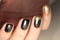 Manicure design black and gold color