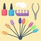 Manicure foot and hand care fingers instruments vector fashion personal cosmetics equipment