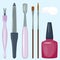 Manicure foot and hand care fingers instruments vector fashion personal cosmetics equipment