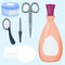 Manicure foot and hand care fingers instruments vector fashion personal cosmetics equipment